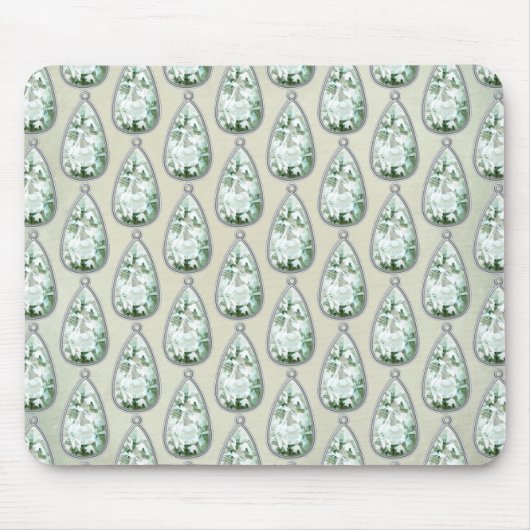 Vintage winter diamond teal rhinestones victorian マウスパッド (正面)