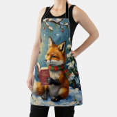 Vintage Winter Fox Reading by Lantern Light エプロン (インサイチュ)