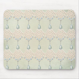 Vintage winter lace teal rhinestones victorian マウスパッド