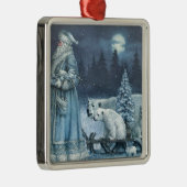 Vintage Winter Santa With Polar Bears メタルオーナメント (右)
