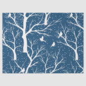 Vintage Winter Sky White Birds Snowflakes 薄葉紙 (正面)