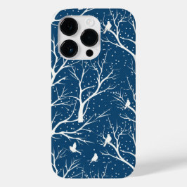 Vintage Winter Sky White Birds Snowflakes Case-Mate iPhone 14 Proケース