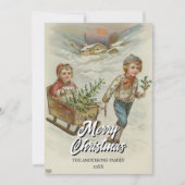 Vintage Winter Sleigh Ride with Christmas Tree シーズンカード (正面)