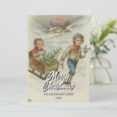 Vintage Winter Sleigh Ride with Christmas Tree シーズンカード (スタンド正面)