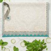 Vintage Winter snowflake ribbon damask mid century キッチンタオル (折り畳み)