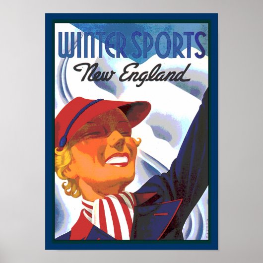 vintage winter sports poster ポスター (正面)
