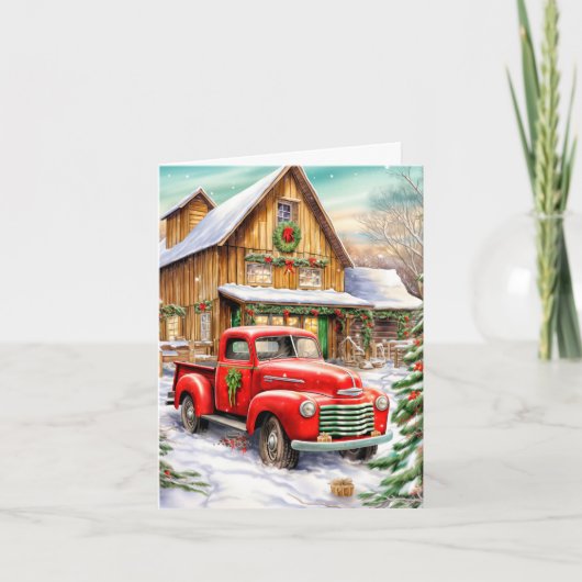 Vintage Wintertime Farmhouse Merry Christmas シーズンカード (正面)