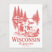 Vintage Wisconsin Badger State Cow ポストカード (正面)