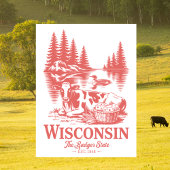 Vintage Wisconsin Badger State Cow ポストカード