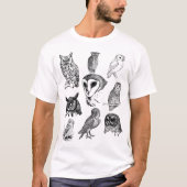 Vintage Wise Owls Doodle Collection Tシャツ (正面)
