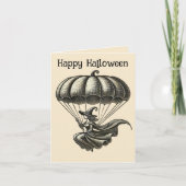 Vintage Witch & Pumpkin Parachute Halloween Photo シーズンカード (正面)