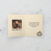 Vintage Witch & Pumpkin Parachute Halloween Photo シーズンカード (内部)