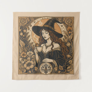 Vintage Witch Tea Time タペストリー