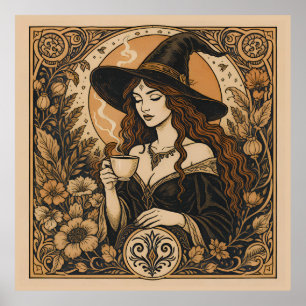 Vintage Witch Tea Time ポスター