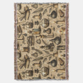 Vintage Witchcraft Books & Candles Pattern スローブランケット (正面縦)