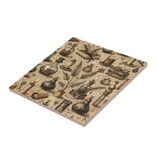 Vintage Witchcraft Books & Candles Pattern タイル (側面)