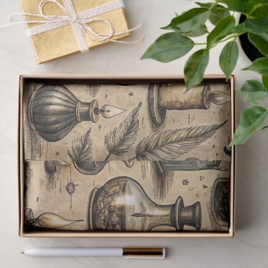 Vintage Witchcraft Books & Candles Pattern 薄葉紙 (ギフト)