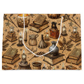 Vintage Witchcraft Books & Candles Pattern (2) ラージペーパーバッグ (正面)