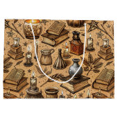 Vintage Witchcraft Books & Candles Pattern (2) ラージペーパーバッグ (裏面)