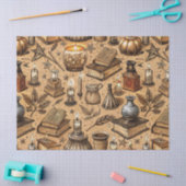 Vintage Witchcraft Books & Candles Pattern (2) 薄葉紙 (クラフト)