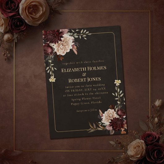 Vintage Witchy Floral Wedding Invitation 招待状