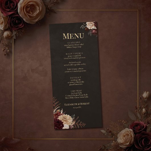 Vintage Witchy Floral Wedding Menu Card メニュー
