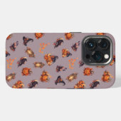 Vintage Witchy Halloween Pumpkins & Ravens Pattern iPhoneケース (裏面横)