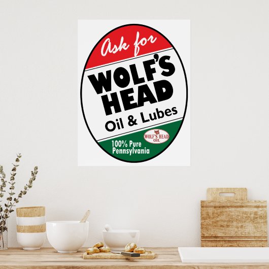 Vintage Wolfs Head sign ポスター (キッチン)