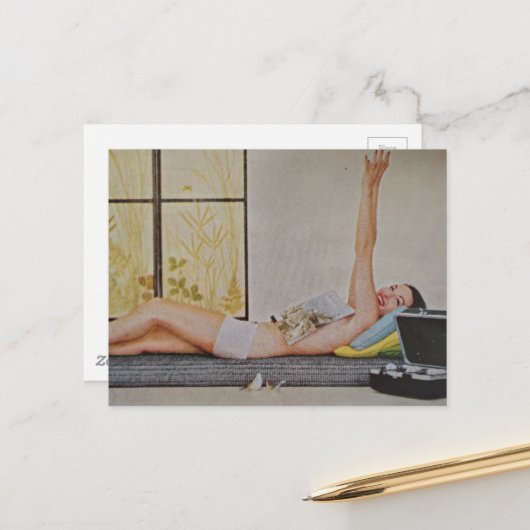 Vintage woman 1957 weight loss ad ポストカード (正面/裏面インサイチュ)