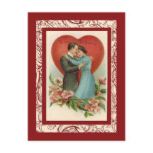 vintage woman and man in valentine heart
