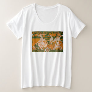 Vintage Woman Cycling with Cupid T-Shirt プラスサイズTシャツ