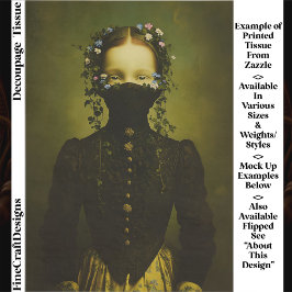 Vintage Woman, Flower Crown & Mask EQ7L Decoupage 薄葉紙