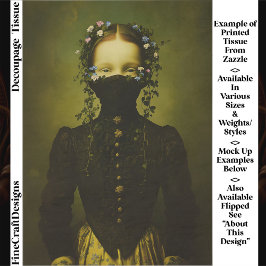 Vintage Woman, Flower Crown & Mask EQ7R Decoupage 薄葉紙