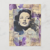Vintage Woman Mixed Media Collage ポストカード (正面)