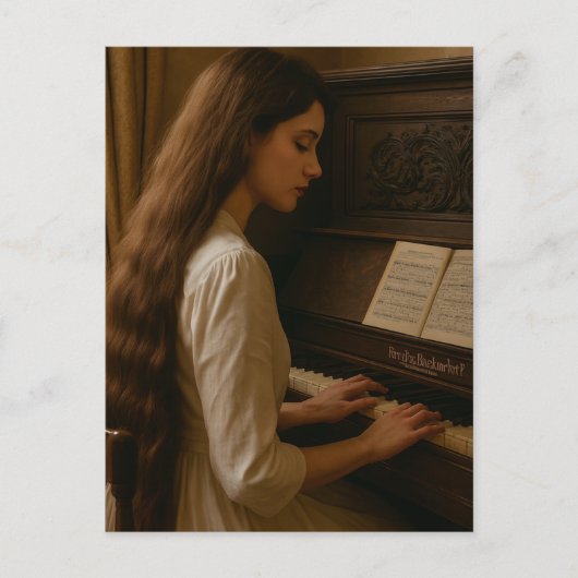 Vintage Woman Pianist ポストカード (正面)
