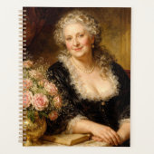 Vintage Woman Posing with Rose Bouquet プランナー手帳 (正面)