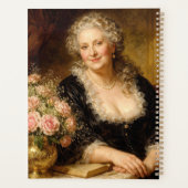 Vintage Woman Posing with Rose Bouquet プランナー手帳 (裏面)