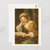 Vintage Woman Reading ポストカード (正面/裏面)