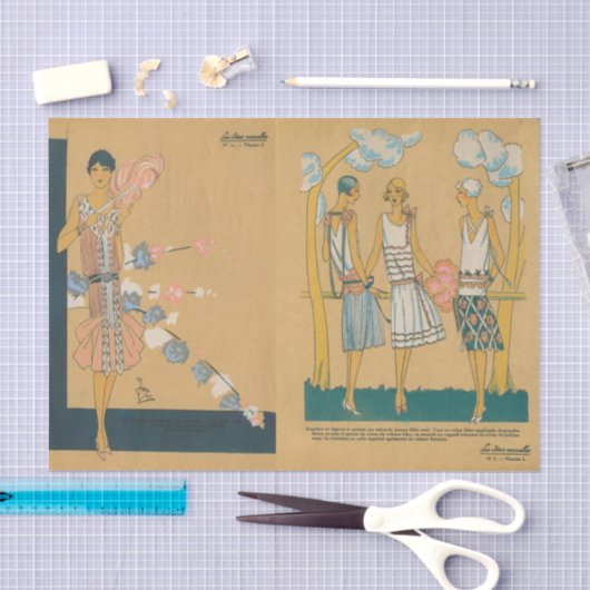 Vintage Women's French Fashion Hats Dresses 薄葉紙 (クラフト)