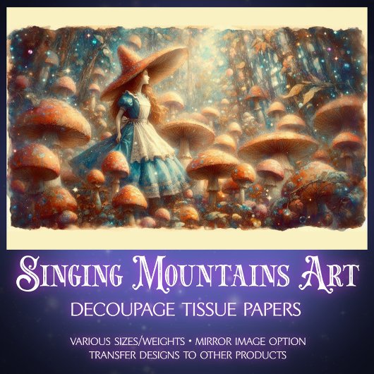 Vintage Wonderland Mushrooms Decoupage 薄葉紙