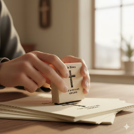 Vintage Wood Cross He Is Risen Floral Church ラバースタンプ