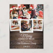 Vintage Wood & Snow | Holiday 4 Photo Card