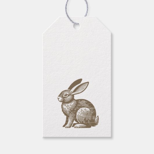 Vintage Woodcut Rabbit Tag ギフトタグ (正面)