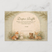 Vintage Woodland Baby Animals Diapper Raffle エンクロージャーカード (正面)