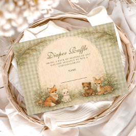 Vintage Woodland Baby Animals Diapper Raffle エンクロージャーカード