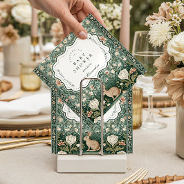 Vintage Woodland Bunny Floral Baby Shower スタンダードカクテルナプキン