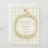Vintage Woodland Deer Baby Shower 招待状 (正面)