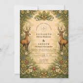 Vintage Woodland Deer Wedding 招待状 (正面)