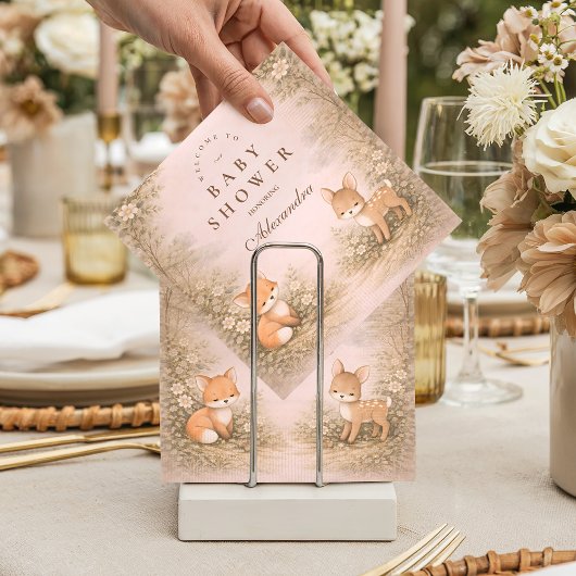 Vintage Woodland Forest Animals Baby Shower スタンダードカクテルナプキン