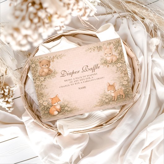 Vintage Woodland Forest Animals Diapper Raffle エンクロージャーカード